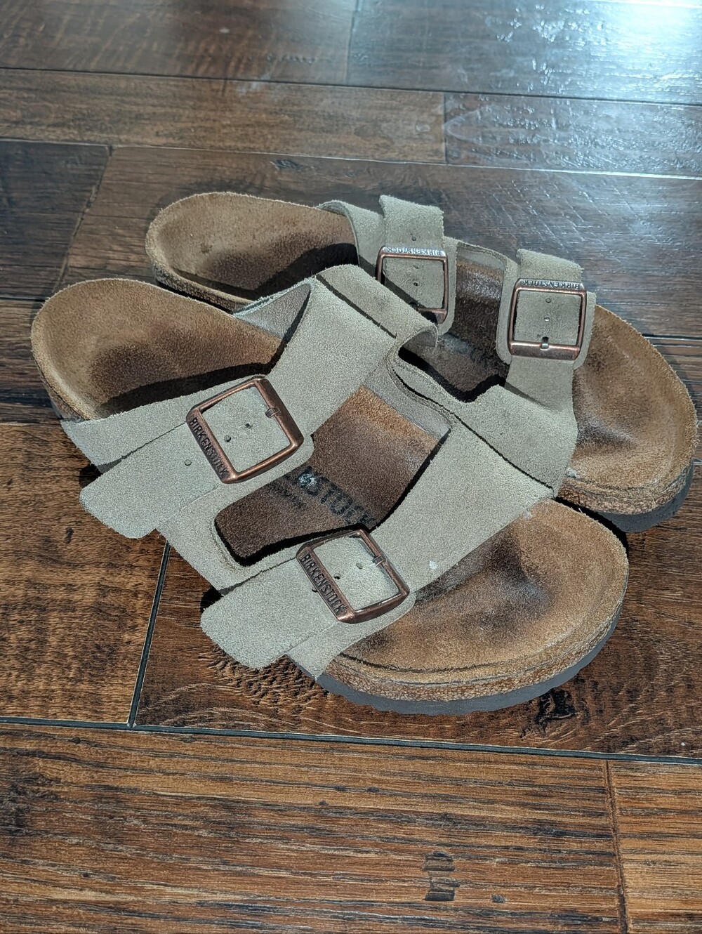 Vintage Womens Birkenstocks Taupe Suede Leather Arizona Sandals Size 36 US 5/5.5